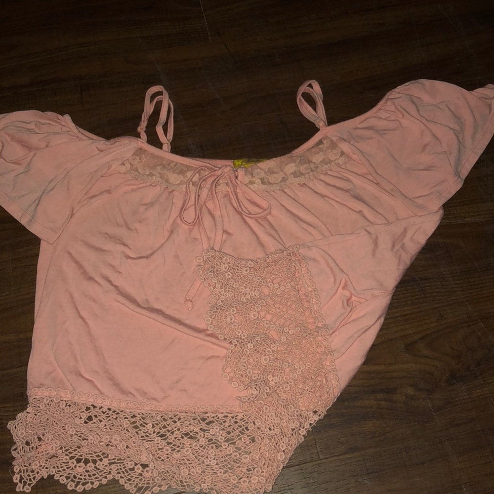 Pink blouse w/ shoulder cut outs